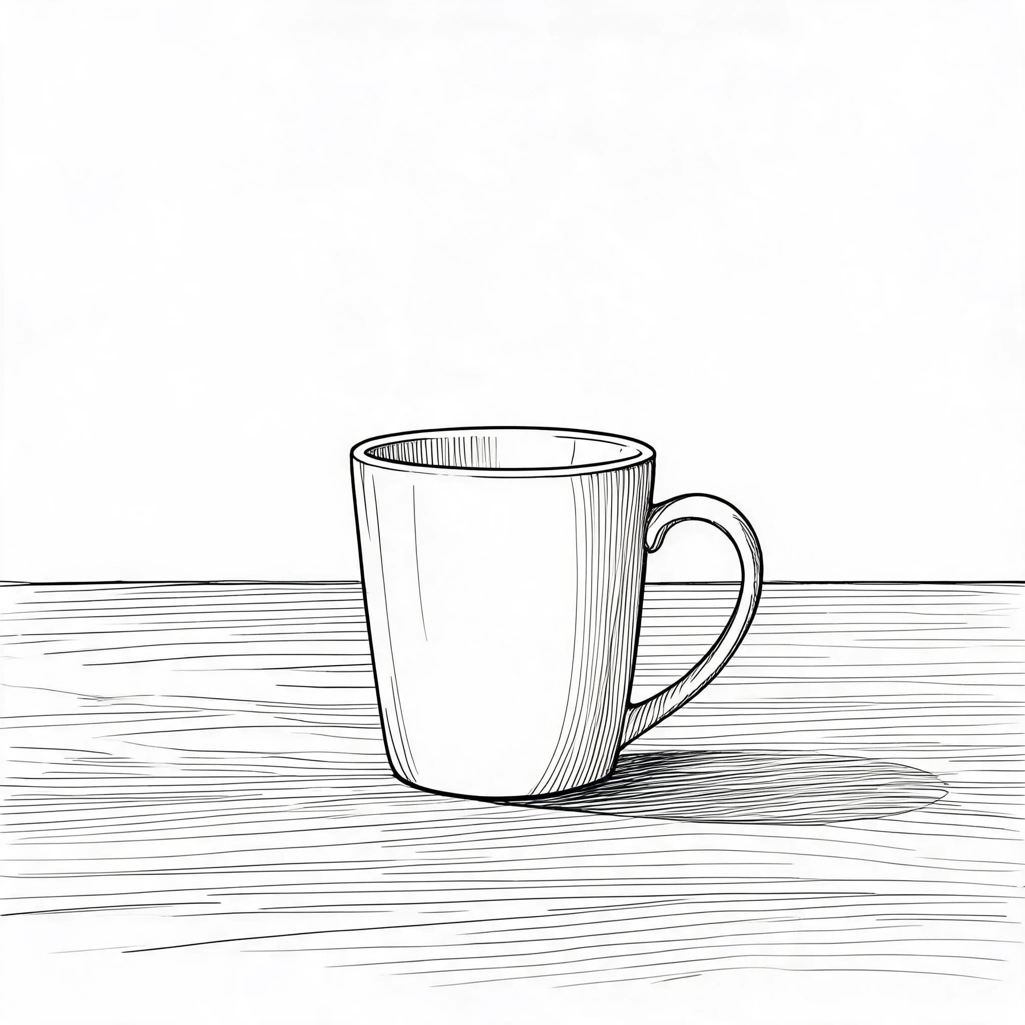 Coffee mug product photo converted into a clean line sketch
