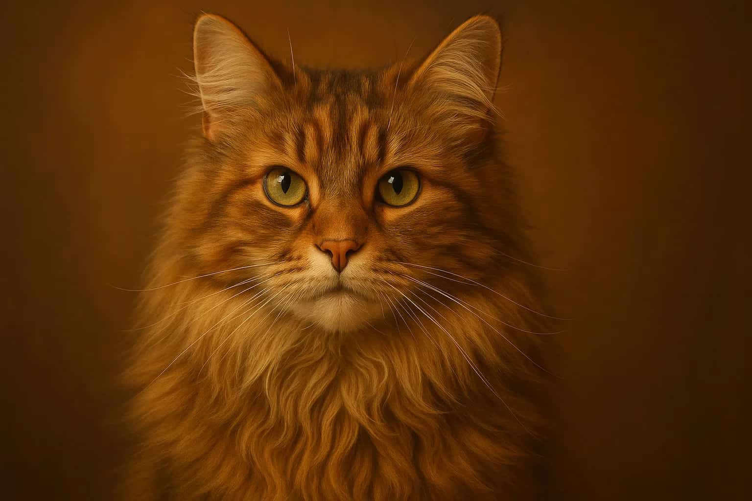 Original long-haired cat portrait before line art conversion.
